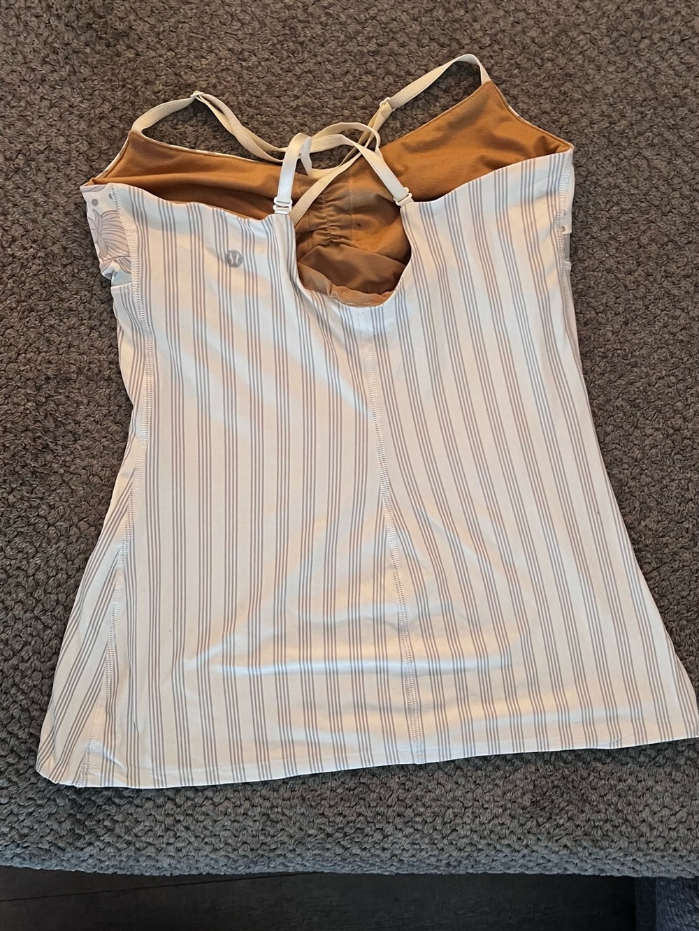 Floral Knot Front Striped LuluLemon Cami Top in Soft Blue and Gray - Picture 4 of 4
